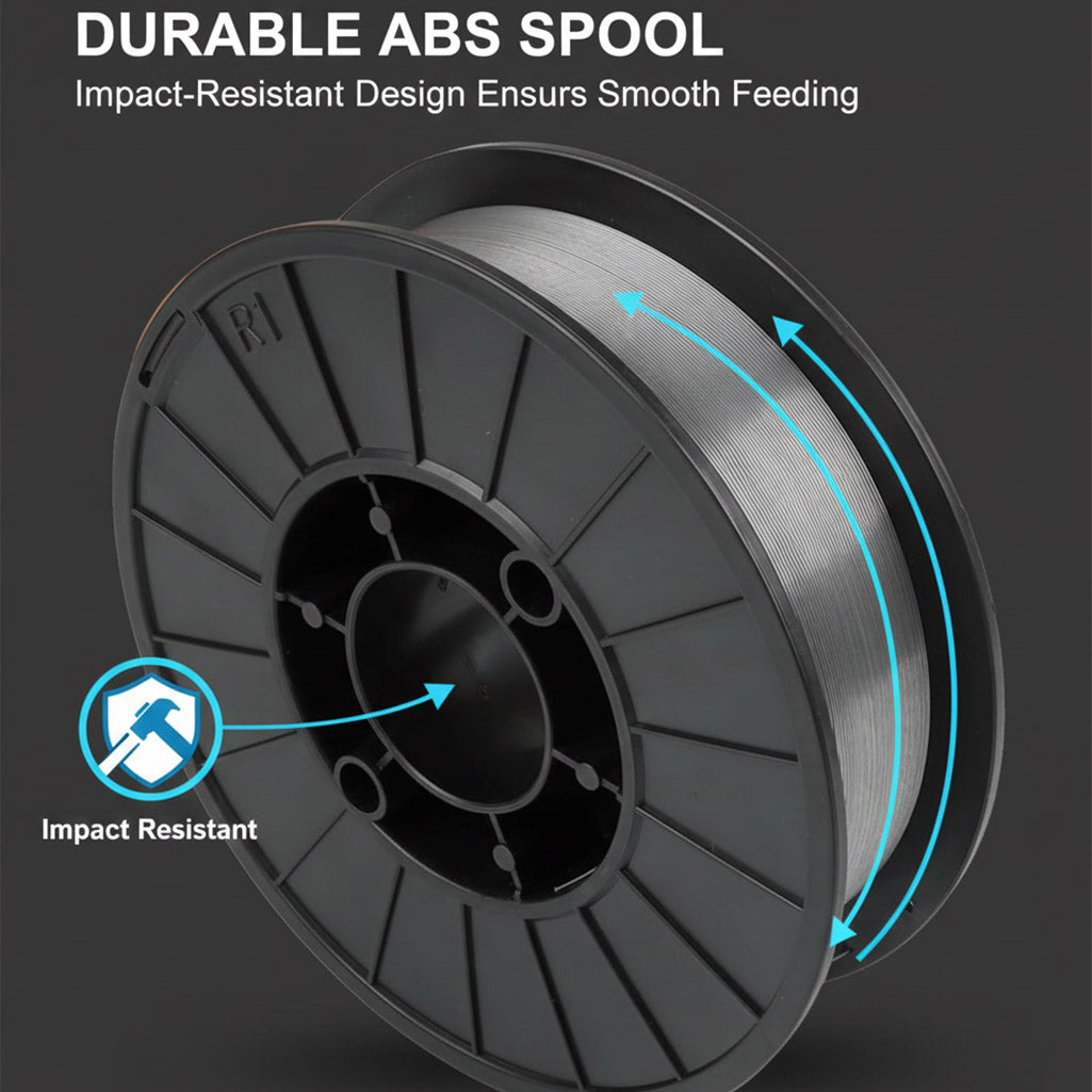 Durable black ABS plastic welding spool close up; impact resistant design prevents breakage and ensures smooth wire feeding