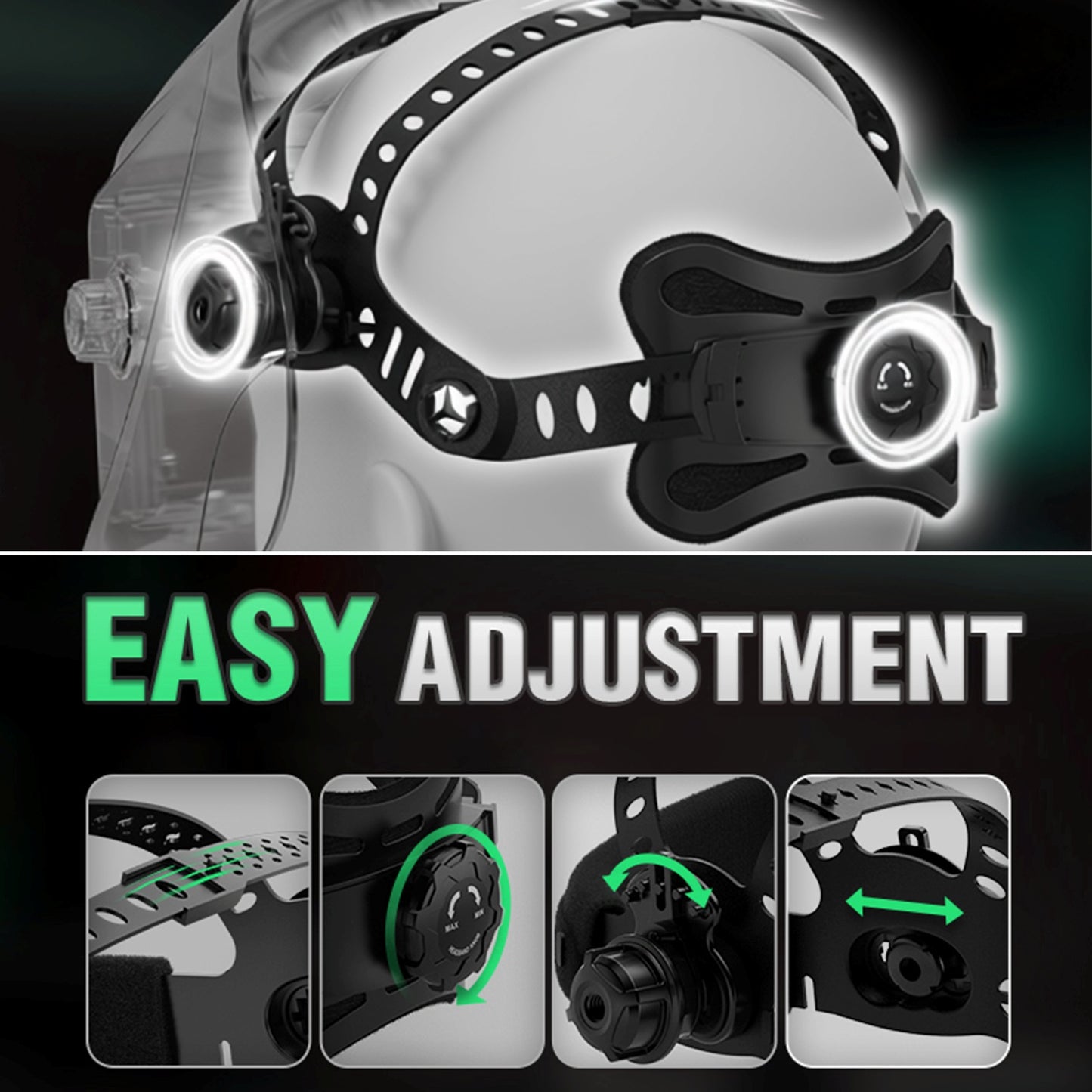 Auto Darkening Welding Helmet, Blue Light Blocking, 1/1/1/1 True Color Solar Powered Hood for TIG, MIG, ARC & Grind, Gold/Red