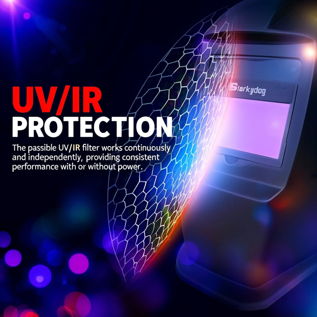 Auto Darkening Welding Helmet, Blue Light Blocking, 1/1/1/1 True Color Solar Powered Welding Hood with 2 Arc Sensors, Wide Shade 3.5/9-13 Welder Mask for TIG MIG ARC and Grind