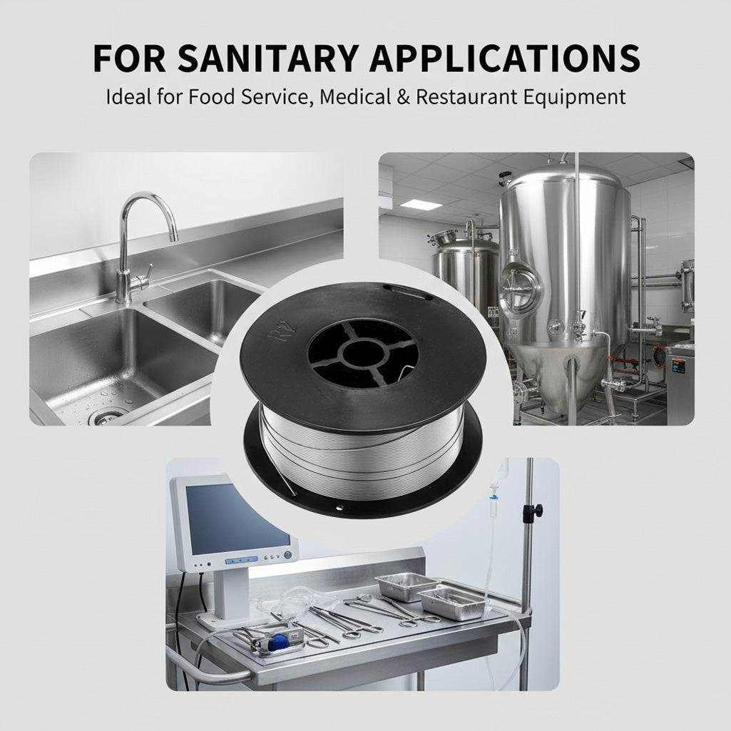 Sanitary welding applications for 308L wire; stainless steel commercial kitchen sinks, brewery tanks, and medical equipment fabrication