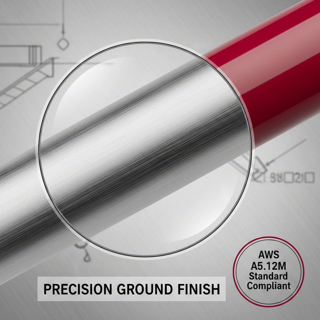 Extreme close up of ground finish on 2% lanthanated tungsten electrode