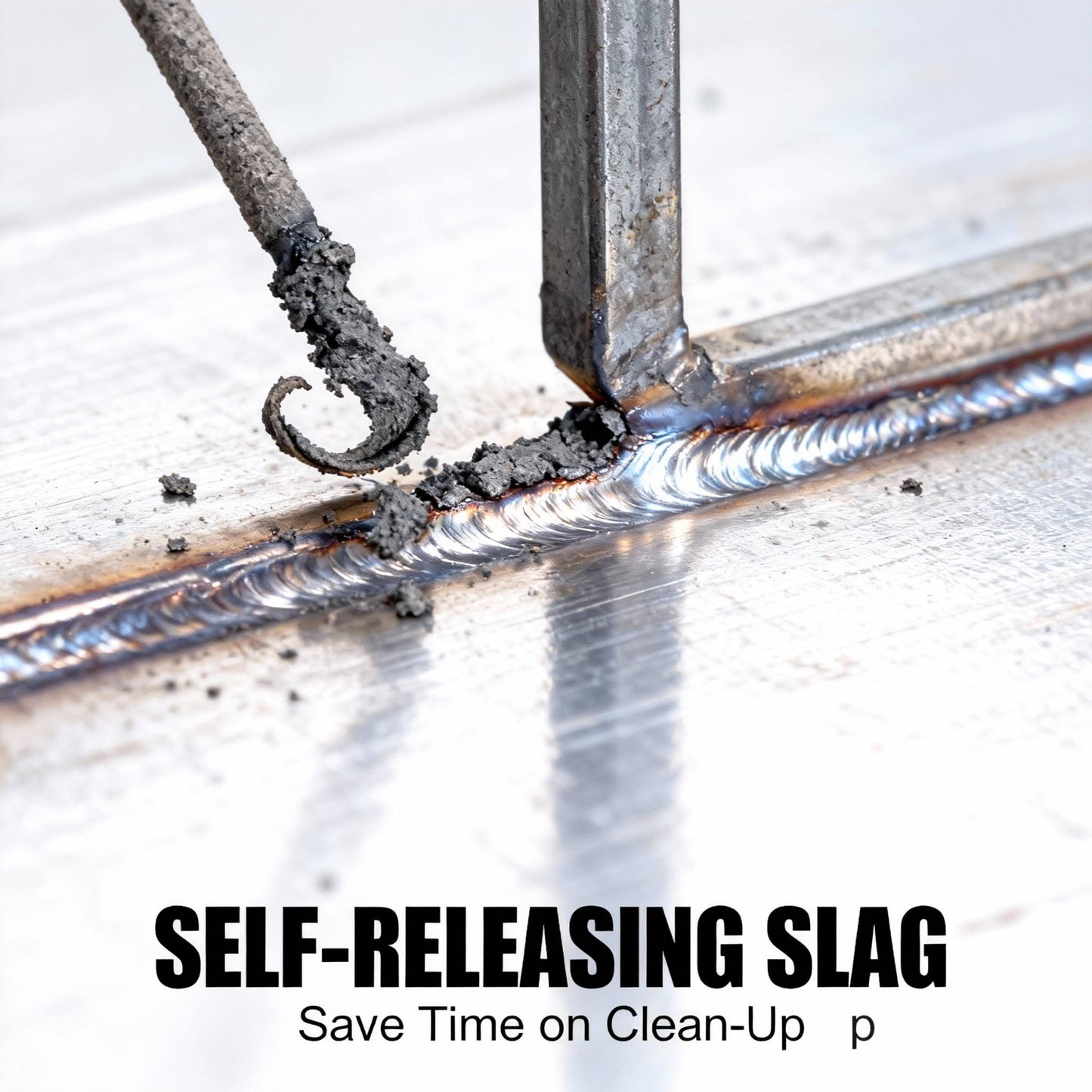 Slag coating peeling off automatically from a clean E6013 weld bead.