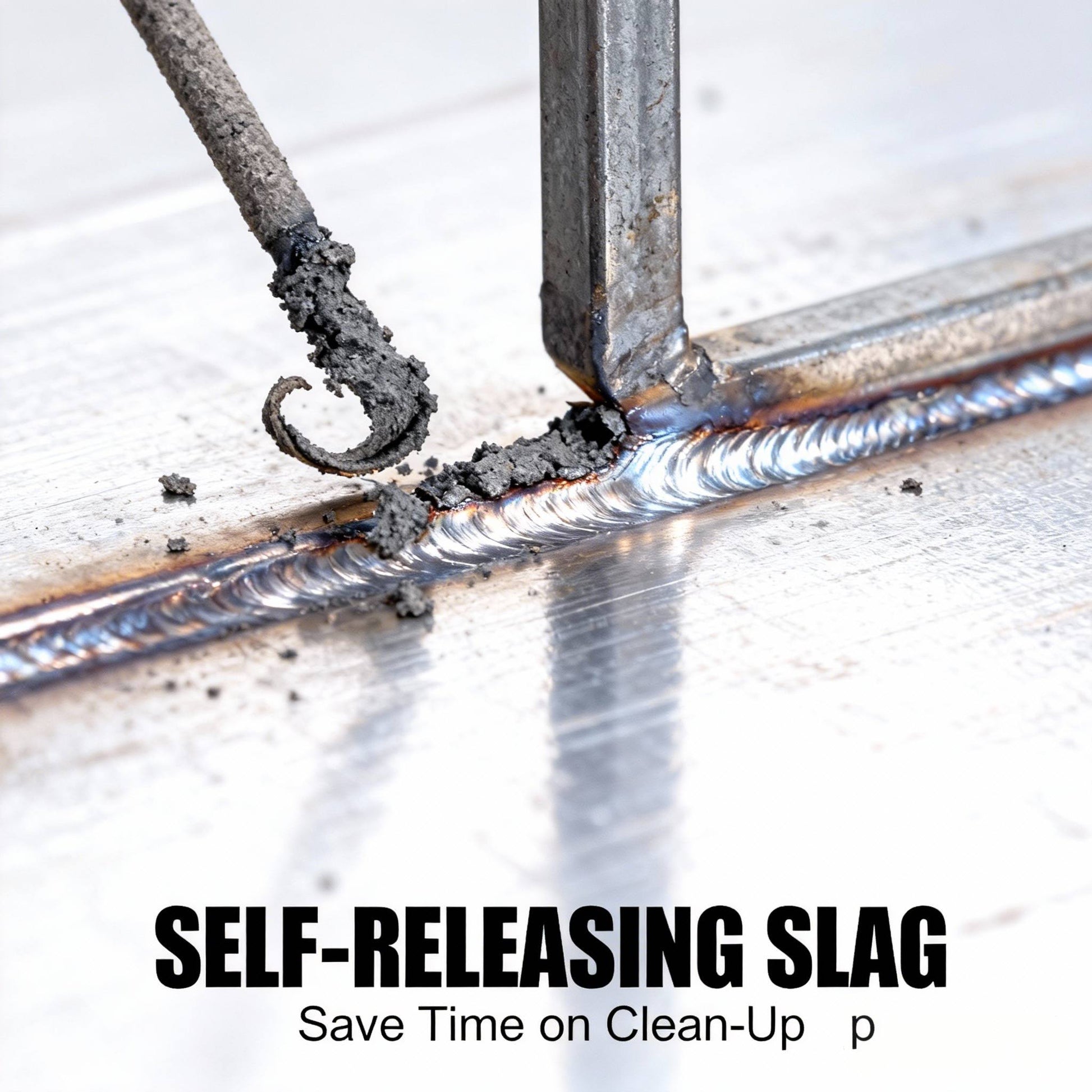 Slag coating peeling off automatically from a clean E6013 weld bead.