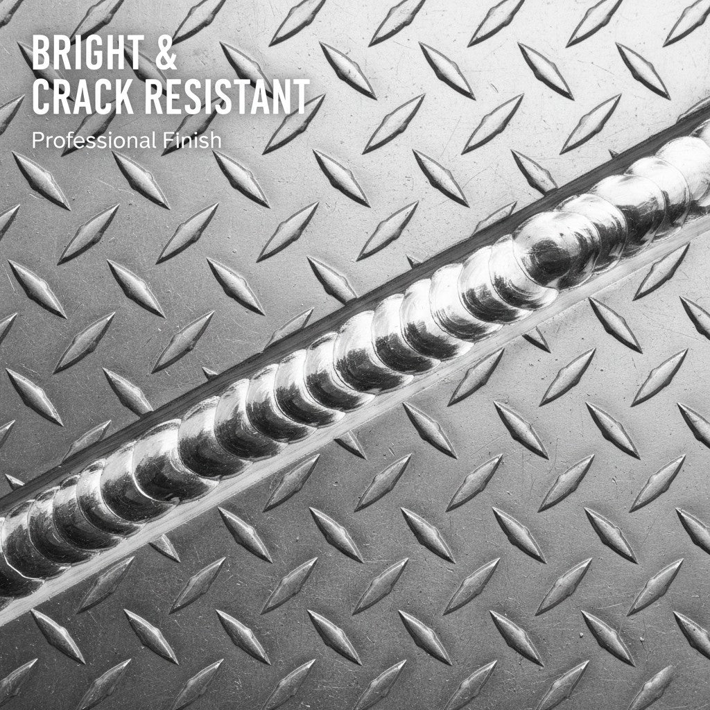 High quality aluminum TIG weld bead on diamond plate showing no cracks.