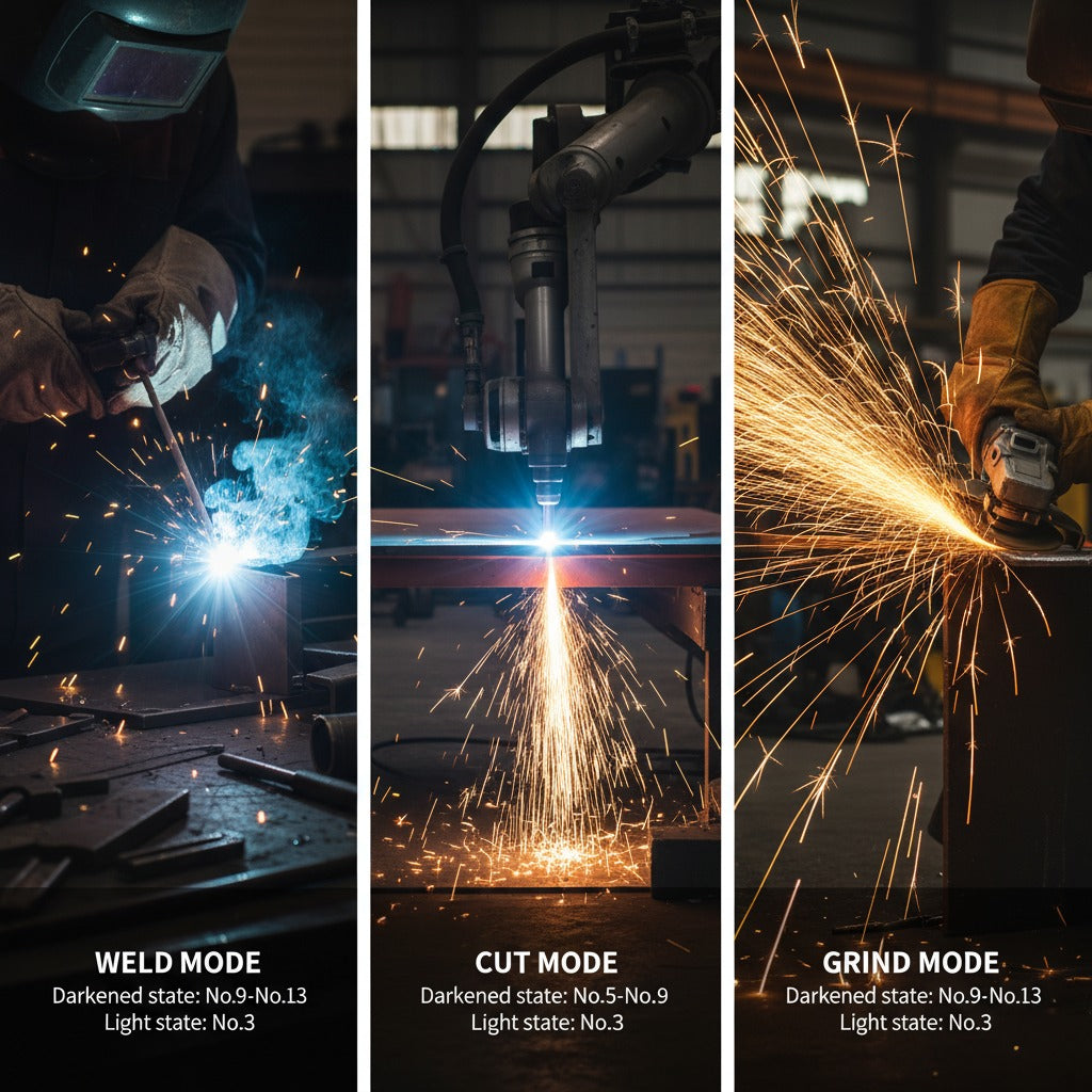 Large View Auto-Darkening Welding Helmet with Blue Light Blocking, 1/1/1/1 True Color, 4 Arc Sensors, Wide Shade 3/5-13 for TIG MIG ARC CUT & Grind